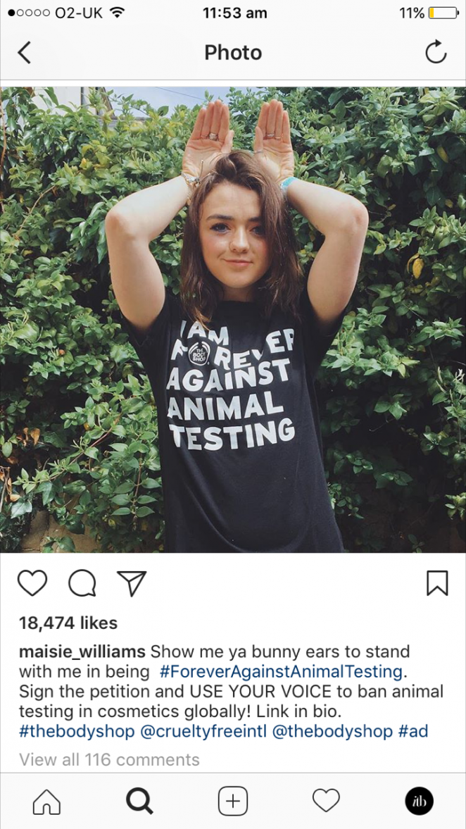 Maisie Williams, Kelly Osbourne & more social influencers aid to bring an  end to animal testing