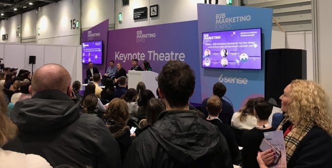 B2B Marketing Expo Keynote Theatre panellists and audience