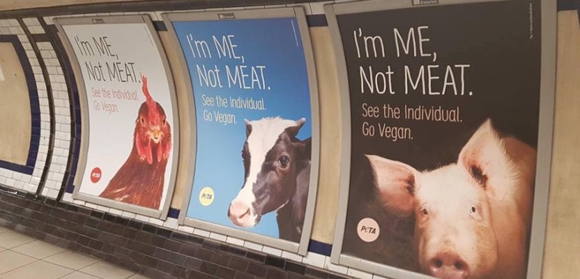 PETA takeover Clapham Common tube station for Veganuary